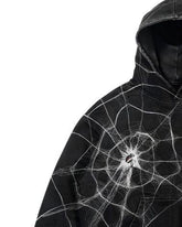 Unisex Gothic Spider Web Hoodie – Black Streetwear Pullover